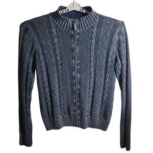 Blue Cable Knit Cardigan FLAWS see photo